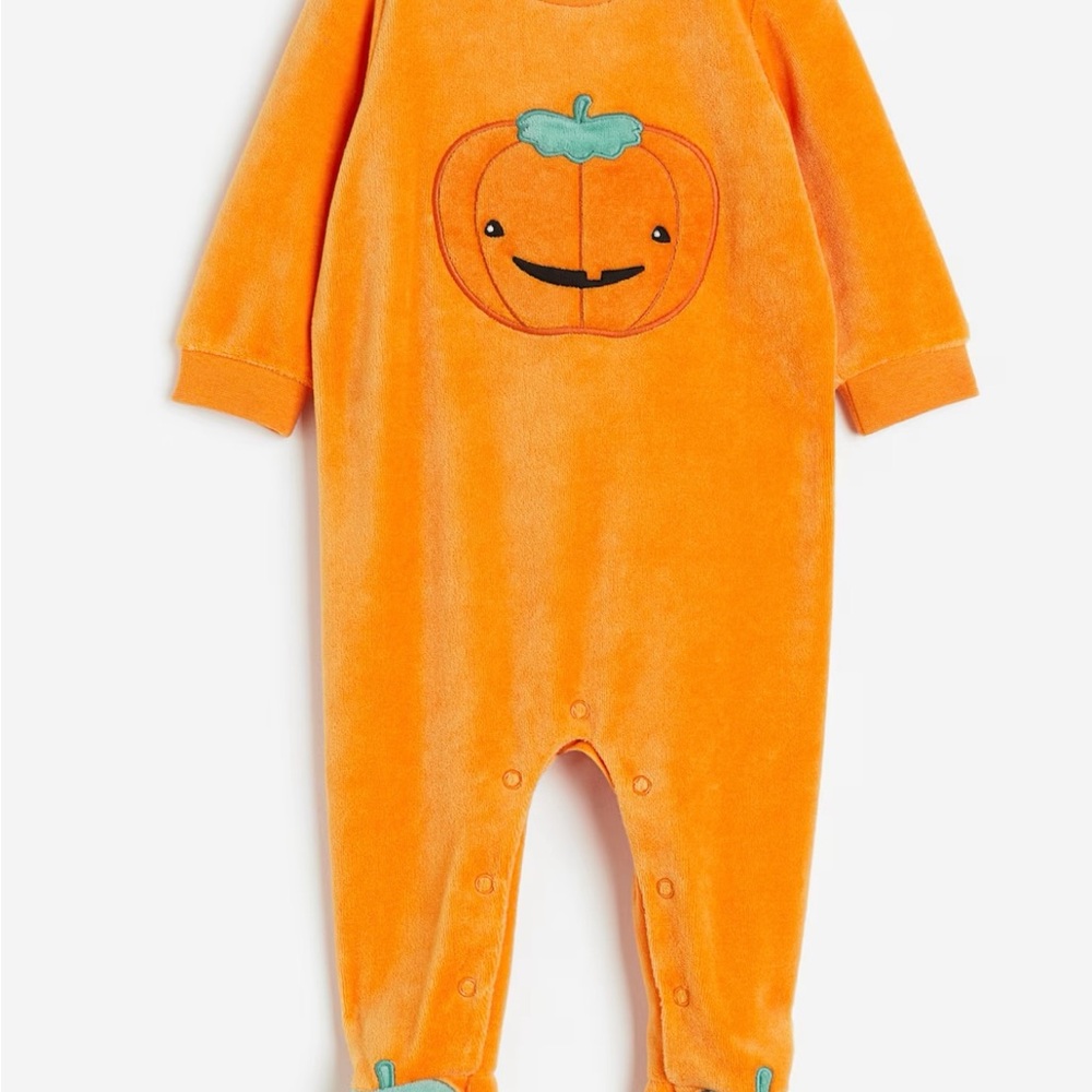 H&M Orange Pumpkin Footie One Piece